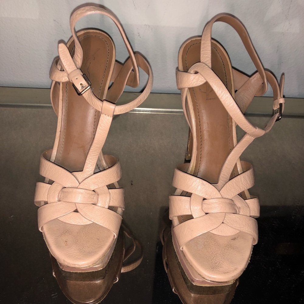 YSL Tribute nude leather sandals 100%authentic
